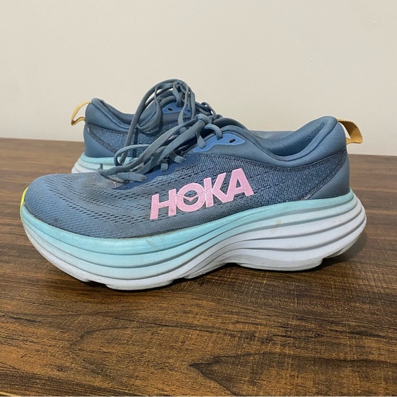 Hoka Shoes - Hoka Bondi 8 Blue and Pink Sneakers size 8.5D